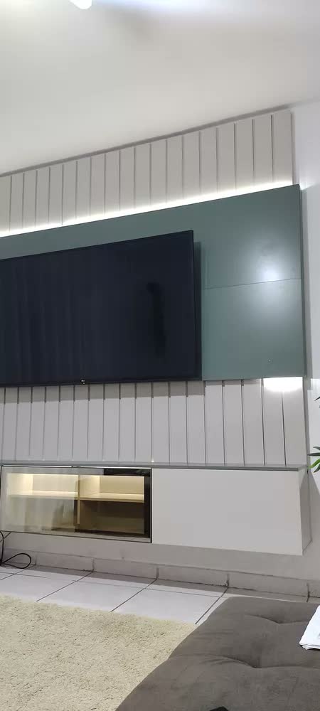 foto de Rack Com Painel Ripado Para Tv Até 85 Polegadas Led 3 Idwt