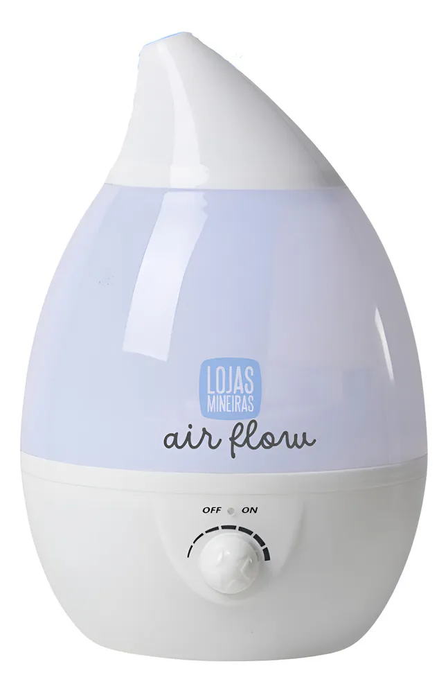 Umidificador De Ar Ultrassonico Luminária Lojas Mineiras Mais Air Flow Cor Branco e Cinza