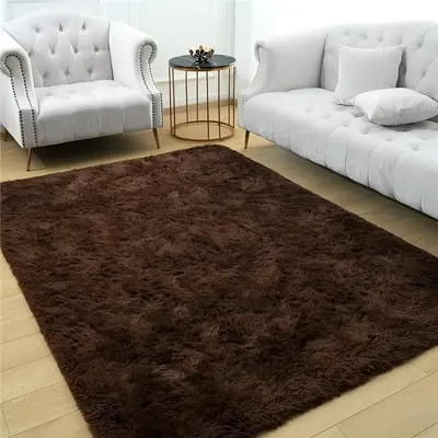 foto de Tapete 2,00x1,50 Peludo Felpudo Sala E Quarto Cores Cor Chocolate Desenho Do Tecido Pelo Alto