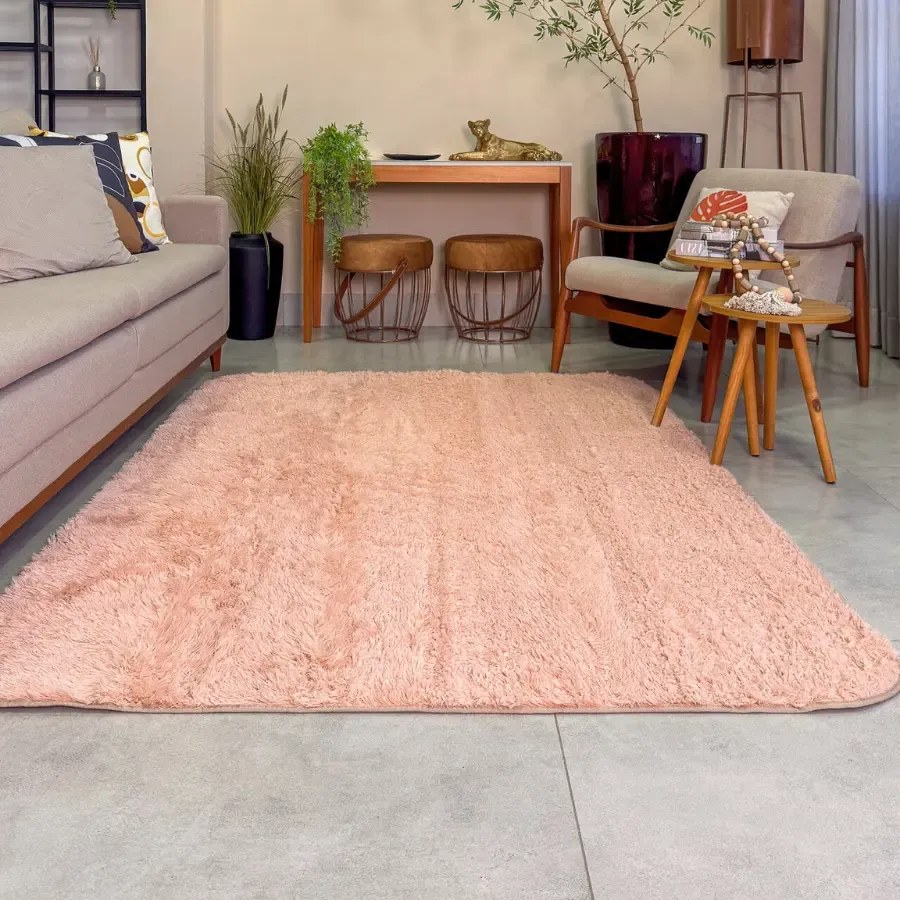 foto de Tapete Felpudo Peludo 2x3 Sala Quarto 3x2 Antiderrapante