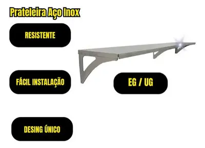 foto de Prateleira Aço Inox Parede Decoração 97x21 Eg Multiuso