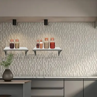 foto de Prateleira Aço Inox Parede Decoração 47x21 P