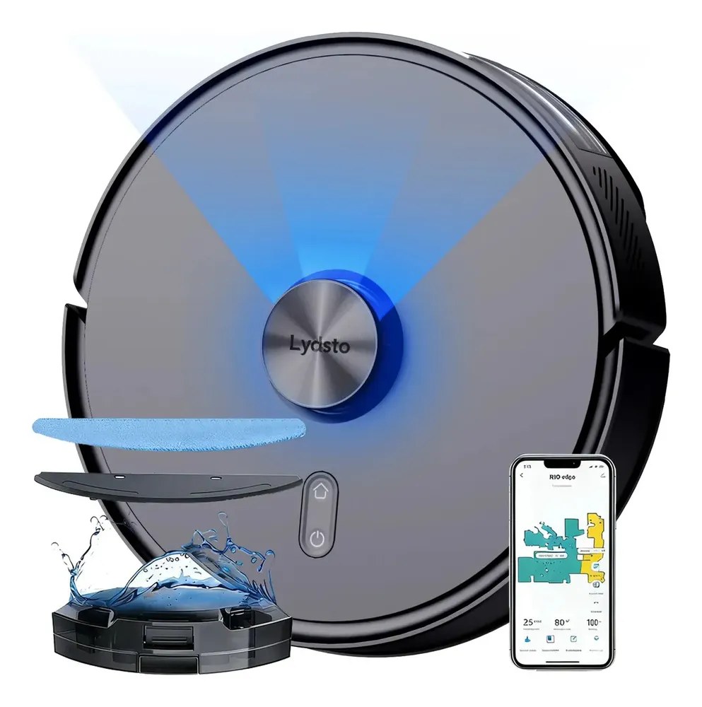 Robô Aspirador de Pó 3 em 1 – Varre Aspira e Passa Pano com Lds Mapeamento Lydsto R1D Compatível com XiaoMi Home