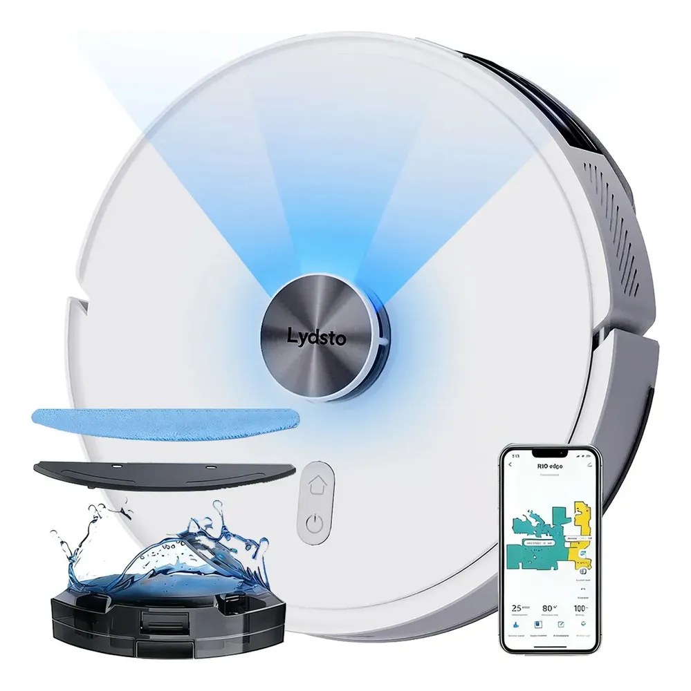 Robô Aspirador de Pó 3 em 1 – Varre Aspira e Passa Pano com Lds Mapeamento Lydsto R1D Compatível com XiaoMi Home Branco
