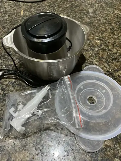 foto de Processador Moedor Alimentos Elétrico Inox Com 4 Lâminas 2l