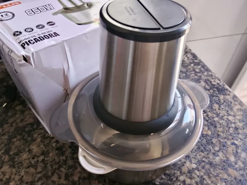 foto de Processador Moedor Alimentos Elétrico Inox Com 4 Lâminas 2l