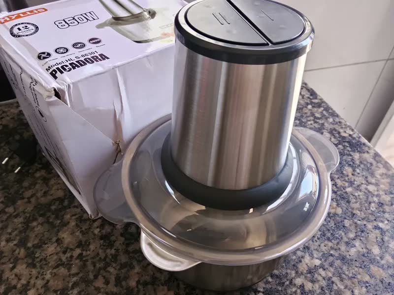 foto de Processador Moedor Alimentos Elétrico Inox Com 4 Lâminas 2l