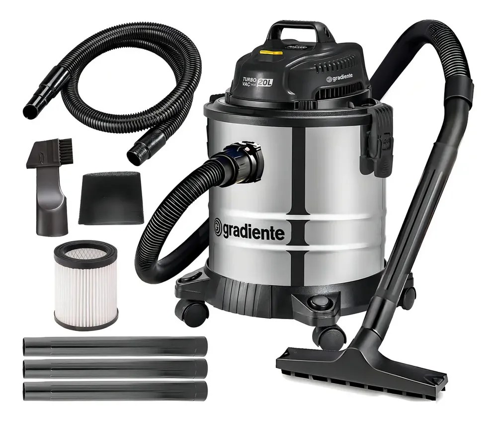 foto de Aspirador Pó Água Gradiente PGAC200 Inox 20L 1200W com Soprador