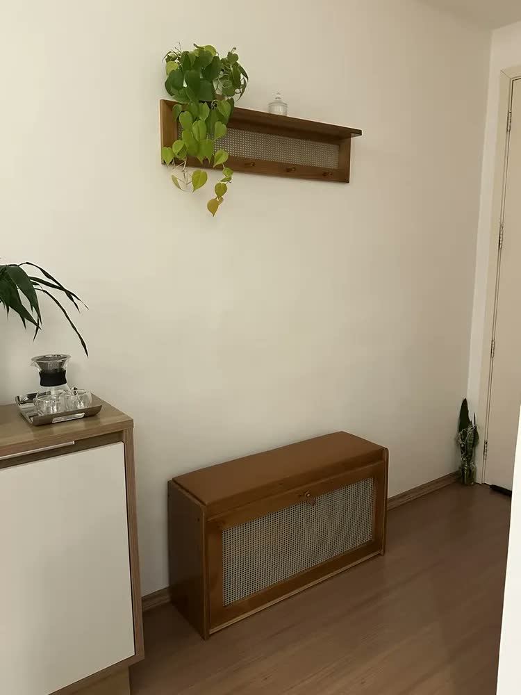 foto de Sapateira De Madeira Com Porta Basculante E Prateleira
