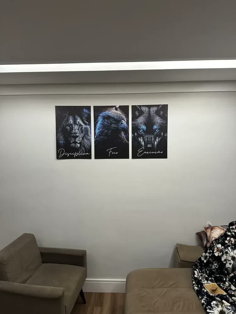 foto de Quadros Decorativo Sala Quarto Leão Águia Lobo Motivacional