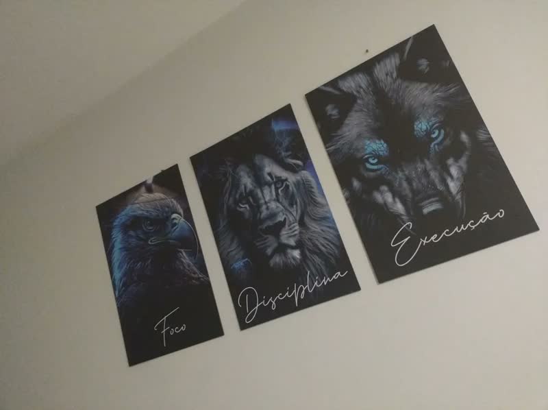 foto de Quadros Decorativo Sala Quarto Leão Águia Lobo Motivacional
