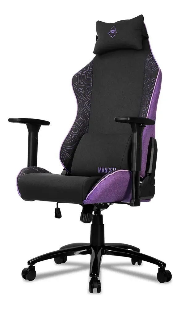 Cadeira Gamer Mancer Tyr C Espuma Moldada Braco 3D Tecido Preto e Roxo MCR-TRC-FB