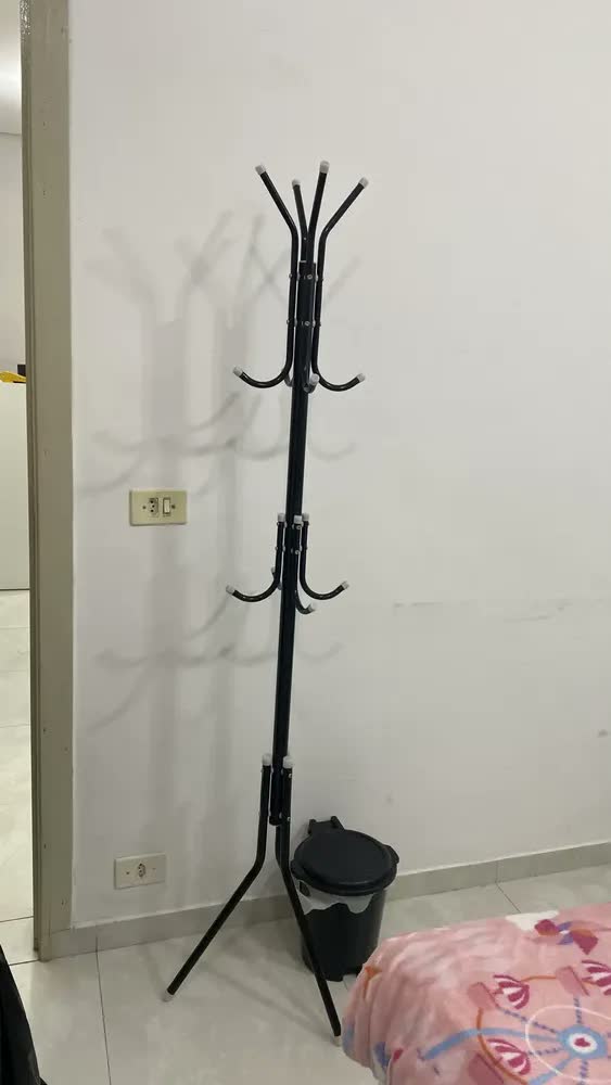 foto de Cabideiro Mancebo Chão Roupas 12 Ganchos Organizador Casaco Cor Preto