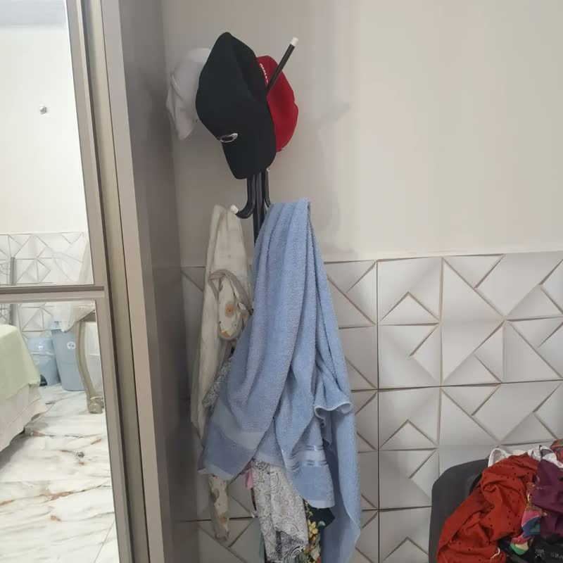 foto de Cabideiro Mancebo Chão Roupas 12 Ganchos Organizador Casaco Cor Preto