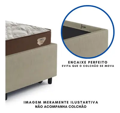 foto de Bicama Box Solteiro Eucalipto Bege 88x188 p/ Dois Colchões