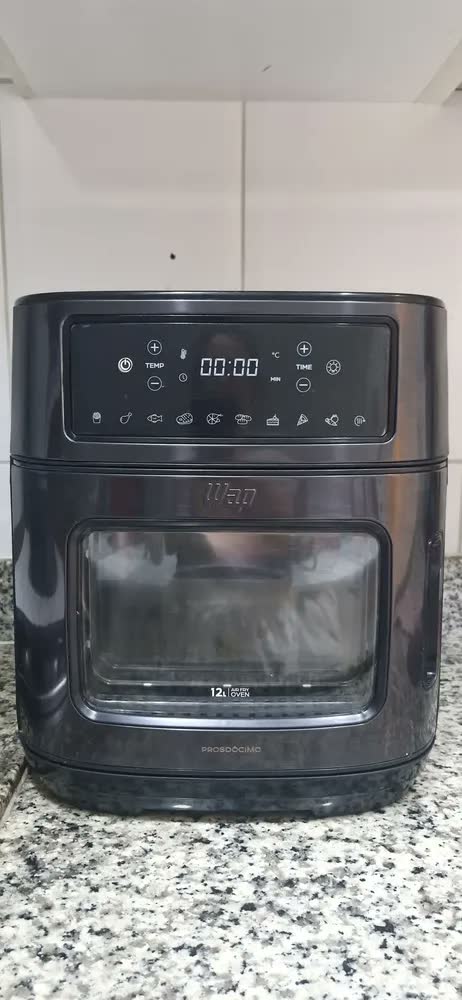 foto de Fritadeira Elétrica Wap Air Fryer Oven Digital Black Inox 12 Litros com Revestimento Antiaderente