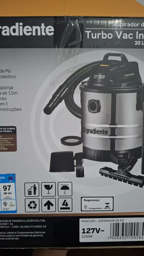 foto de Aspirador de Pó e Água 20L 1200W Gradiente PGAC200 Inox Multiuso