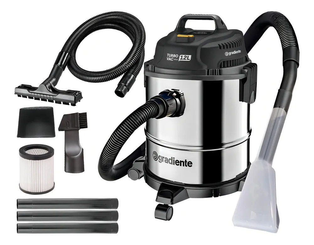 Aspirador De Pó E Água Inox Multiuso Soprador Com Bico Extratora 12l 1200w Turbo Vac Pgac120 Gradiente