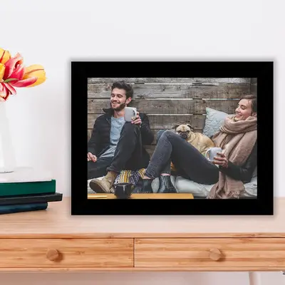 foto de Kit 4 Porta Retrato 15x21 Moldura Laqueada Fosco Vidro Comum Cor Freijó