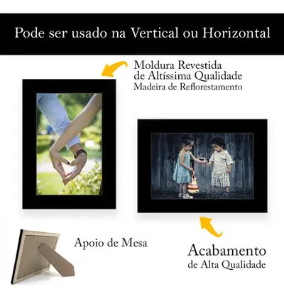foto de Kit 4 Porta Retrato 15x21 Moldura Laqueada Fosco Vidro Comum Cor Freijó
