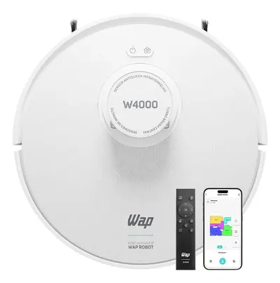 foto de Robô Aspirador de Pó WAP ROBOT W4000 - Estação Autolimpante, Mapeamento LDS 360°, Passa Pano com MOP Giratório