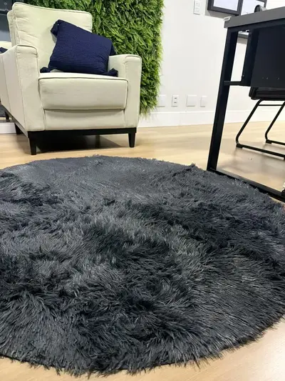 foto de Tapete Redondo 140 Cm Peludo Felpudo Macio Para Sala Quarto