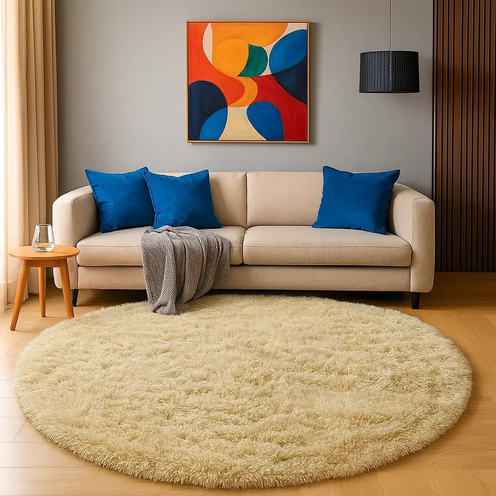 Tapete Redondo 140 Cm Peludo Felpudo Macio Para Sala Quarto