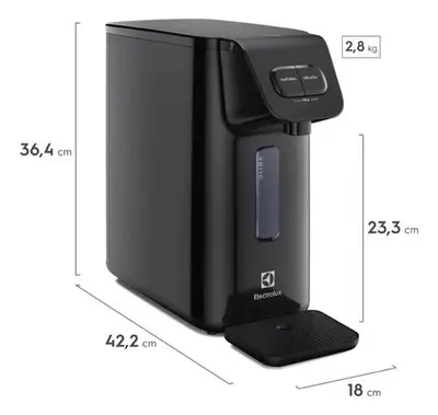 foto de Purificador de Água Gelada Fria e Natural PE15P Electrolux Compacto Eletronico Placa Filtro refil 6 meses ou 3000l Bivolt - preto