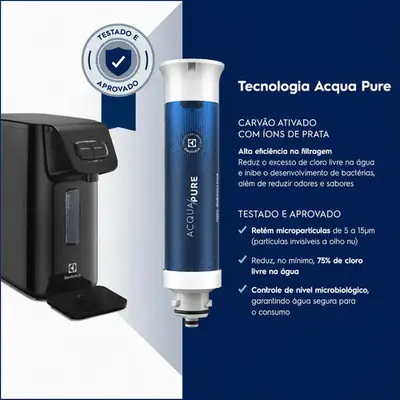 foto de Purificador de Água Gelada Fria e Natural PE15P Electrolux Compacto Eletronico Placa Filtro refil 6 meses ou 3000l Bivolt - preto