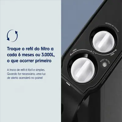 foto de Purificador de Água Gelada Fria e Natural PE15P Electrolux Compacto Eletronico Placa Filtro refil 6 meses ou 3000l Bivolt - preto