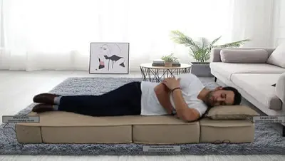 foto de Puff Cama 3 Em 1 - Puff Ou Colchão Ou Sofá D33 Cor Bege