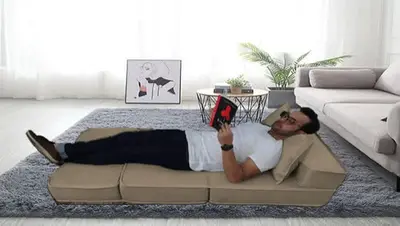 foto de Puff Cama 3 Em 1 - Puff Ou Colchão Ou Sofá D33 Cor Bege