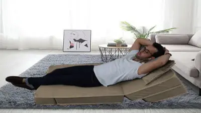 foto de Puff Cama 3 Em 1 - Puff Ou Colchão Ou Sofá D33 Cor Bege