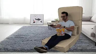 foto de Puff Cama 3 Em 1 - Puff Ou Colchão Ou Sofá D33 Cor Bege