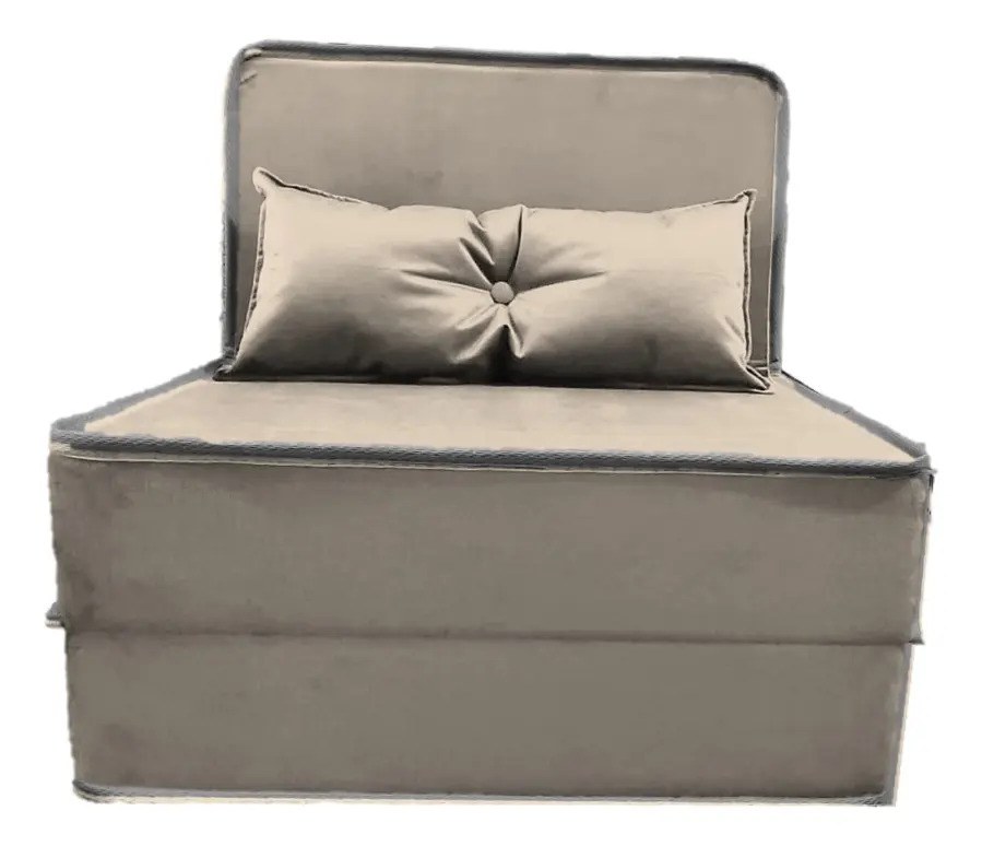 Puff Cama 3 Em 1 - Puff Ou Colchão Ou Sofá D33 Cor Bege