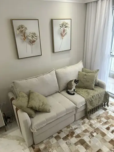 foto de Sofá Sem Caixa Retrátil 2,00m Soft Bonnie Boucle Cama Inbox Cor Bege Desenho Do Tecido Liso