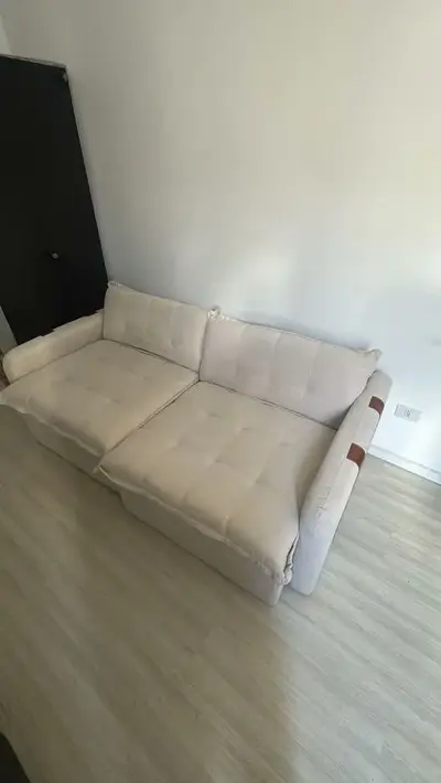 foto de Sofá Sem Caixa Retrátil 2,00m Soft Bonnie Boucle Cama Inbox Cor Bege Desenho Do Tecido Liso