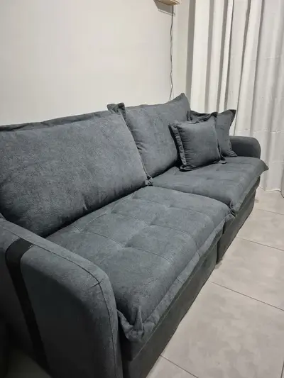 foto de Sofá Sem Caixa Retrátil 2,00m Soft Bonnie Boucle Cama Inbox Cor Bege Desenho Do Tecido Liso