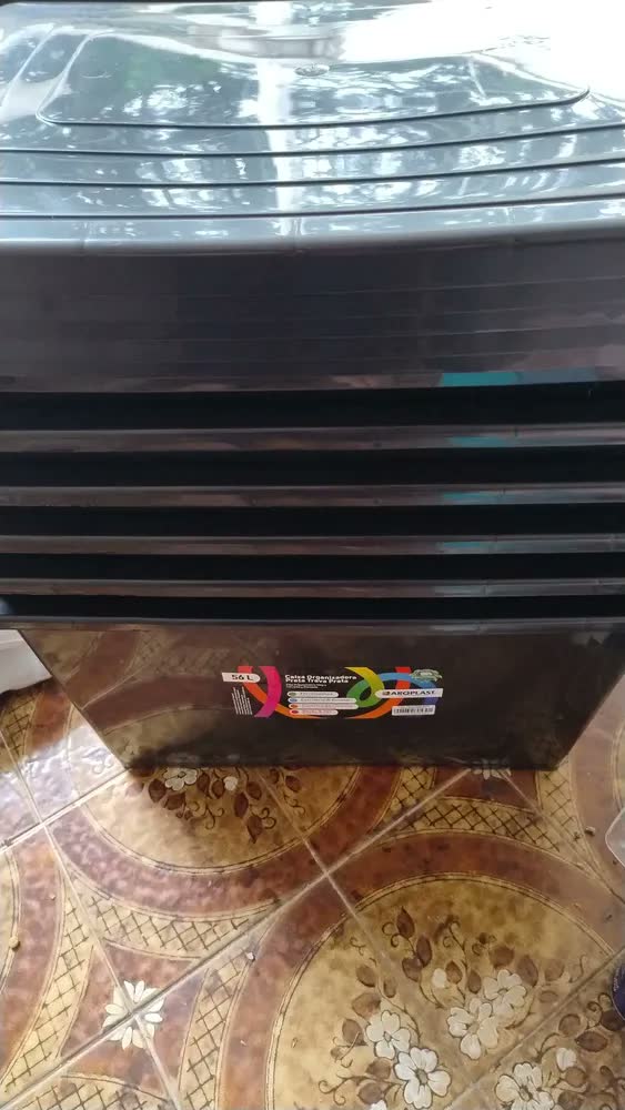 foto de Kit Com 10 Caixas Organizadoras Com Tampa E Trava 56 Litros Grande Resistente Com Brinde 123 Organizei