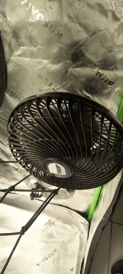 foto de Ventilador Oscilante 20cm Cultivo Indoor Grow Estufa Estrutura Preto Pás Preto Diâmetro 20 cm Material das pás Plástico Quantidade de pás 3