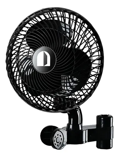 foto de Ventilador Oscilante 20cm Cultivo Indoor Grow Estufa Estrutura Preto Pás Preto Diâmetro 20 cm Material das pás Plástico Quantidade de pás 3