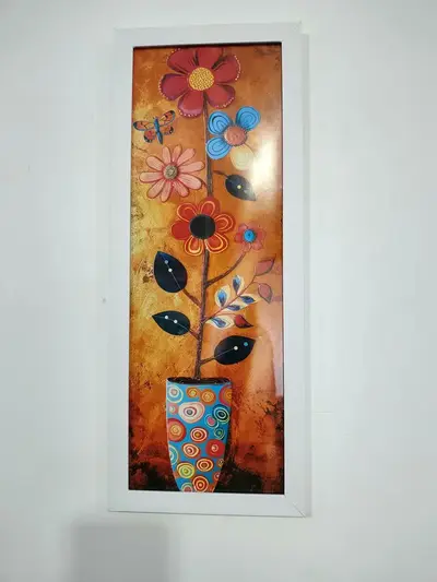 foto de Kit 2 Quadros Sala, Varanda, Vasos, Flores, Borboleta Vidro