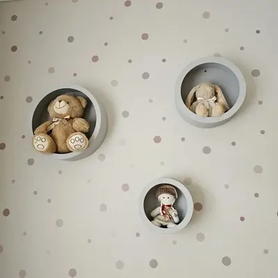 foto de Trio Nicho Decorativo Infantil Redondo Mdf Decoração Parede