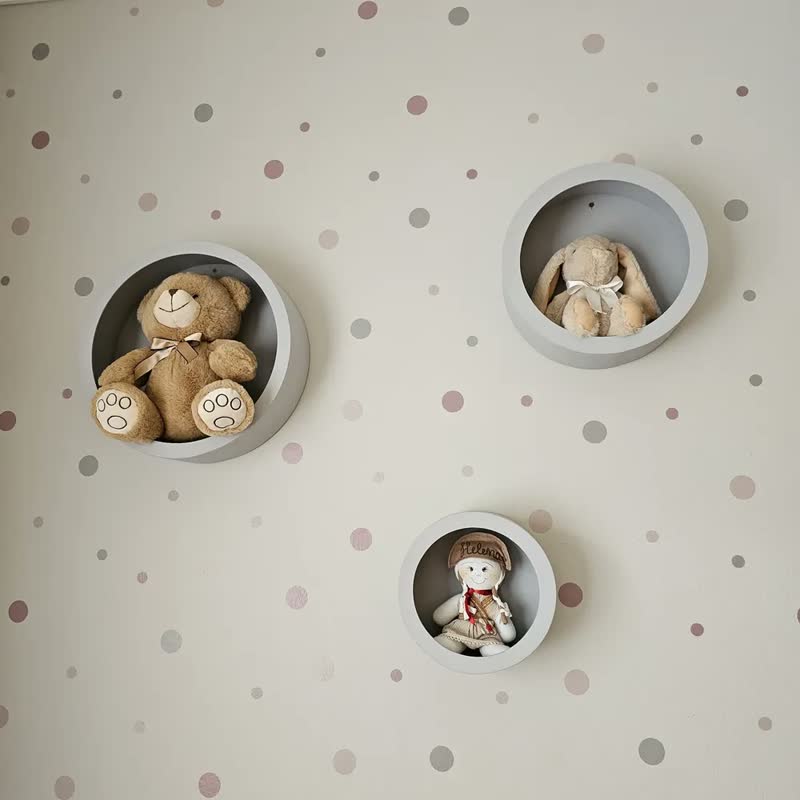 foto de Trio Nicho Decorativo Infantil Redondo Mdf Decoração Parede