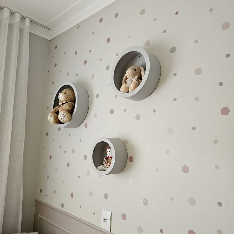 foto de Trio Nicho Decorativo Infantil Redondo Mdf Decoração Parede