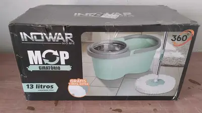 foto de Mop Giratório 8l Rodinhas Esfregão 130cm Cesto Inox C/ Refil