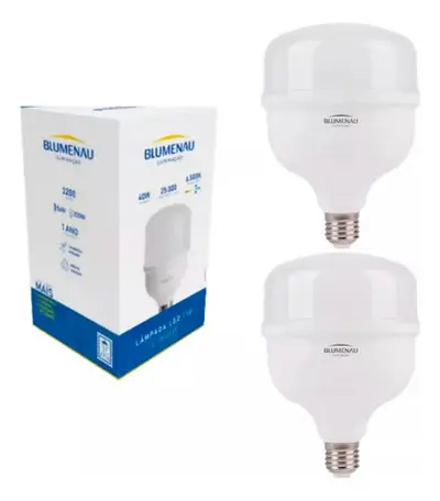 foto de Kit 2 Lâmpadas LED 30W Blumenau Bulbo E27 Branco Frio 6500K 2400lm