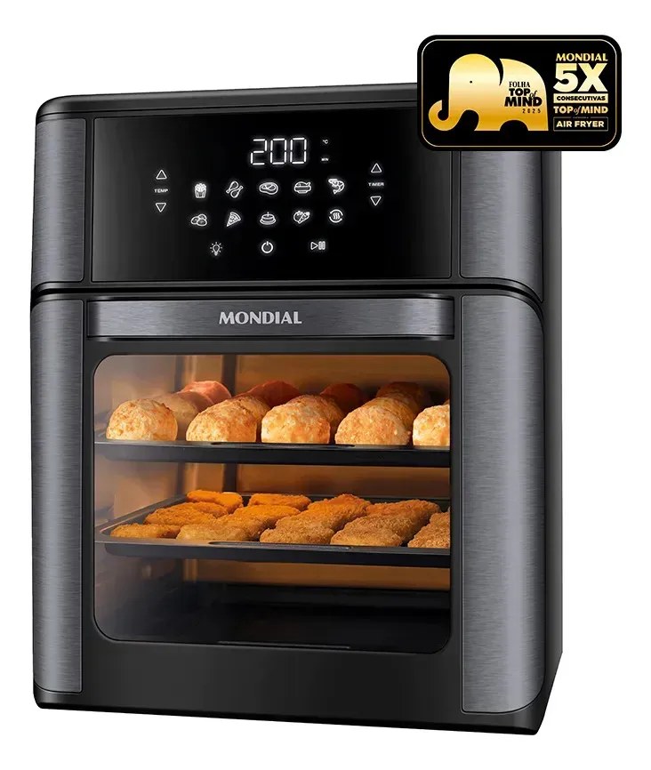 foto de Fritadeira Elétrica AFON-12L-BG Forno Oven 12 Litros Preto Mondial
