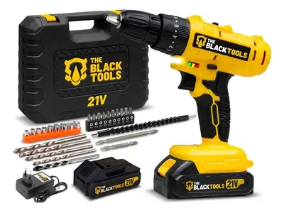 foto de Parafusadeira E Furadeira De Impacto 3/8 The Black Tools Tb21-pz Com 2 Baterias E Acessorios