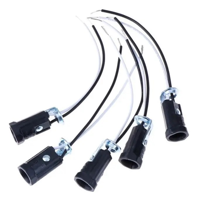 Kit 5 Base Bocal Lâmpada E12 Cor Preto